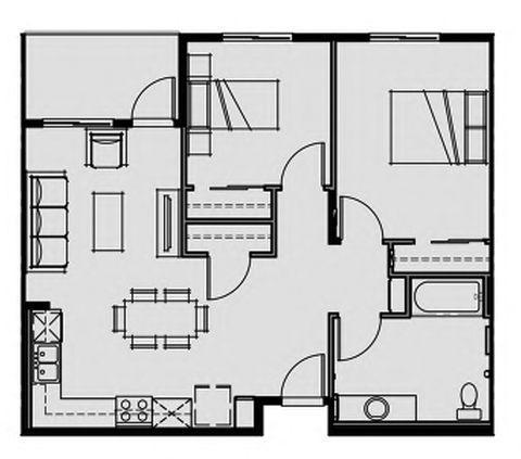 Unit 2.3 2 Bed 1 Bath 849 sq ft